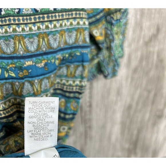 J Jill Midi Dress A Line Lined Blue and Green Short Sleeve Resort Size Medium - Picture 5 of 9